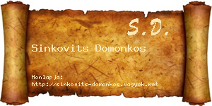 Sinkovits Domonkos névjegykártya